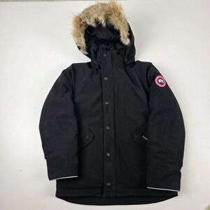 Canada Goose Black Down Fur Hood Winter Parka Jacket Kids Size S